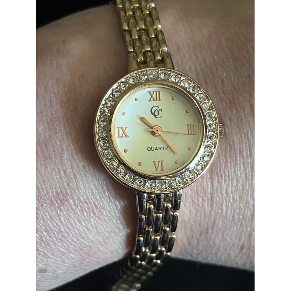 Rose Gold Womens GC Crystal Watch Roman Numeral Dress Watch
